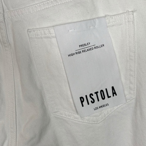 Pistola Presley Distressed High Rise Relaxed Roller Jean White 27 NWT - Picture 7 of 12